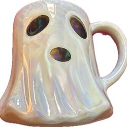 Iridescent Metallic Rainbow Ghost Ghostie Mug NWT