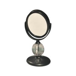 2 Sided Swivel Pedestal Vanity Mirror 5” Round Self Standing Make Up Black