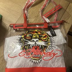 Authentic Ed Hardy PVC Tote (Red w/ tiger)  NWT