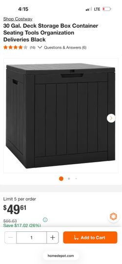 30 Gal. Black Deck Storage Box