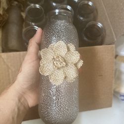 24 Crystal Glass Vase With Jute Flower