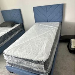 Brand New Twin Bed Frame With Mattress And Box Spring Ready For Delivery 🚛