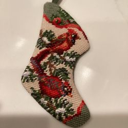 6” Needlepoint Cardinal Christmas Stocking