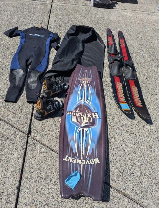 Wetsuit, Hyperlite Movement Wakeboard with Hyperlite Vario Bindings, O'Brien Water Skis