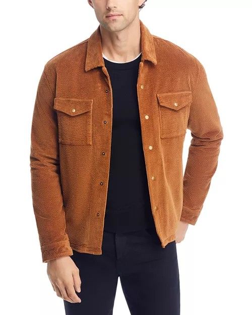New John Varvatos Derek Cotton Blend Corduroy Shirt Jacket Caramel Size EU 56/US XL