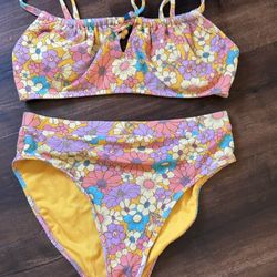 Floral Bikini Set in Yellow and Pink