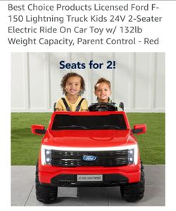 Ford F-150 Lightning Truck Kids 24V 2-Seater Electric Ride On Car Toy w/ 132lb Weight Capacity, Parent Control - Red