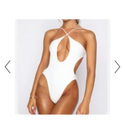 One Piece White Swimsuit L NWT