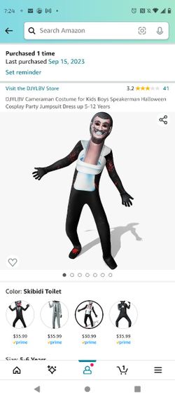 Skibidi Toilet Costume 5-6 Yrs