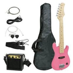 New 30" Kids Electric Guitar With 5w Amp & Extra Whole Guitar Combo Accessory Kit Pink