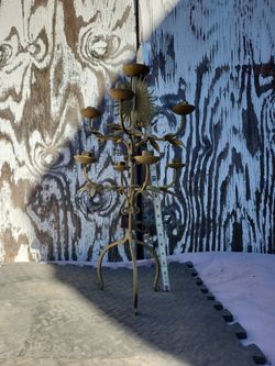 Gold tone Multi-Arm Candelabra with Leaf Detail