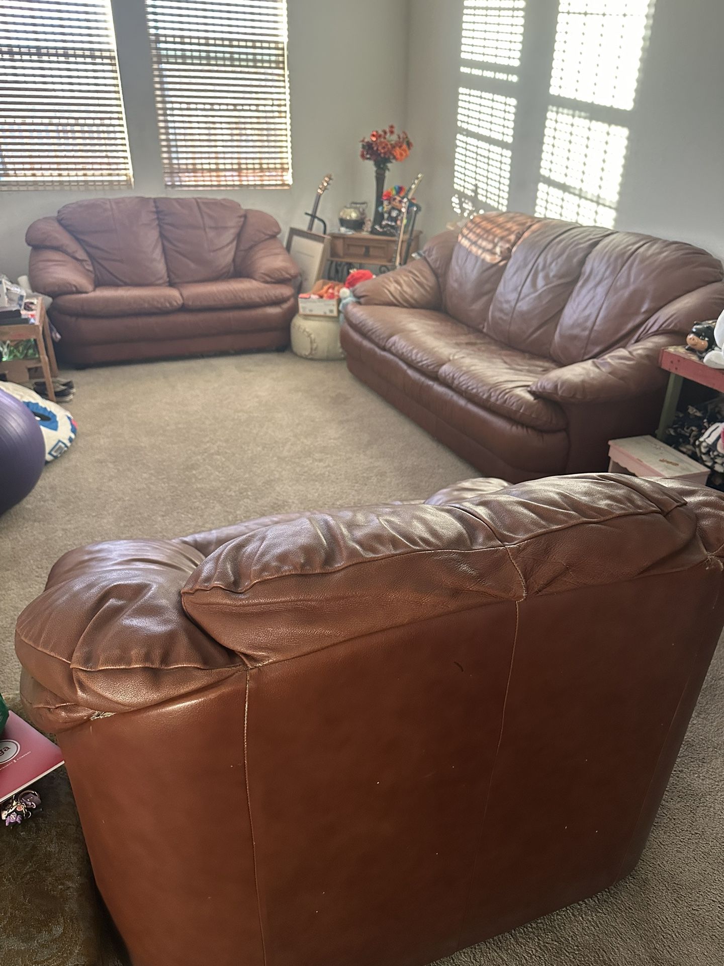 Italian Leather Couch Set