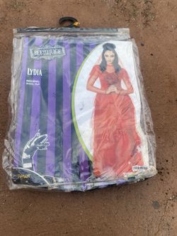 Spirit Beetlejuice, Lydia Bride Costume, Women, Red Large Size Dress Veil