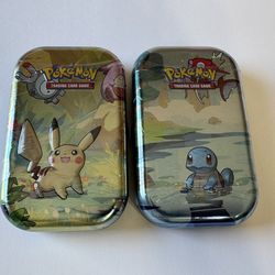 Pokemon Kanto Friends Pikachu Art And  Squirtle Art Mini Tins 2019 H24