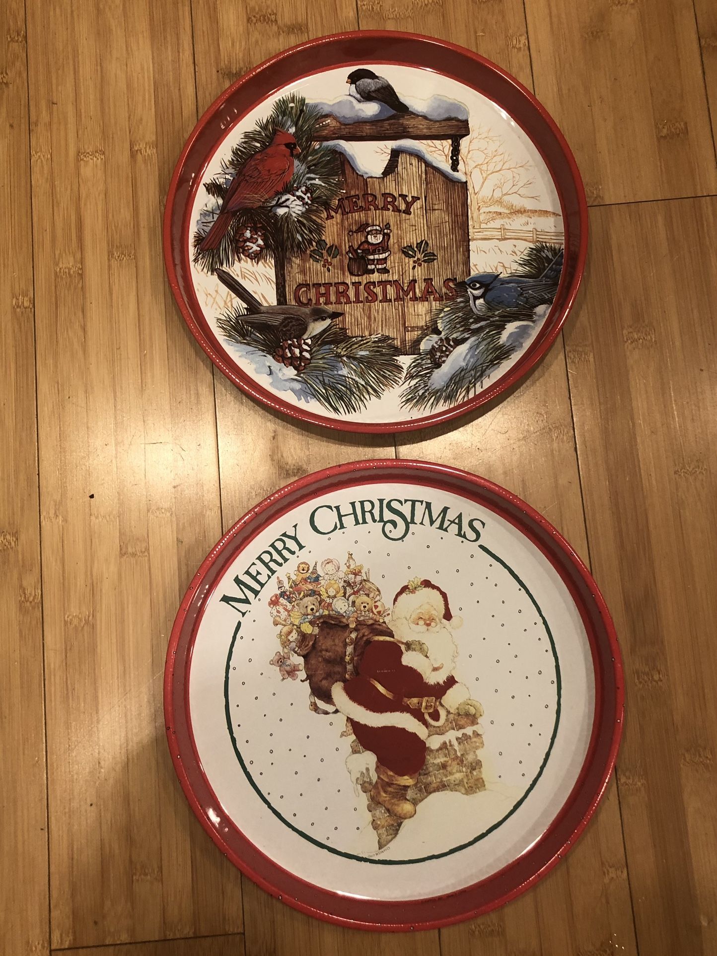 Vintage 1992 Metal Christmas Trays/platters