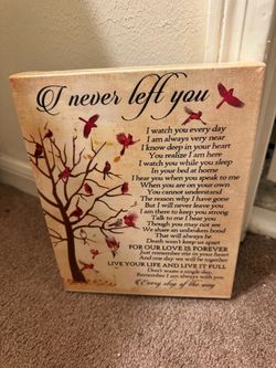 NEW "I Never Left You" Cardinal Memorial Canvas Wall Art (8x10)