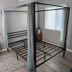 Black Metal Canopy Queen Bed Frame