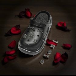 Brand new set of 5 Silver and black Croc Shoe Charms