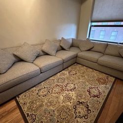 Big Gray Fabric Sectional Sofa Couch