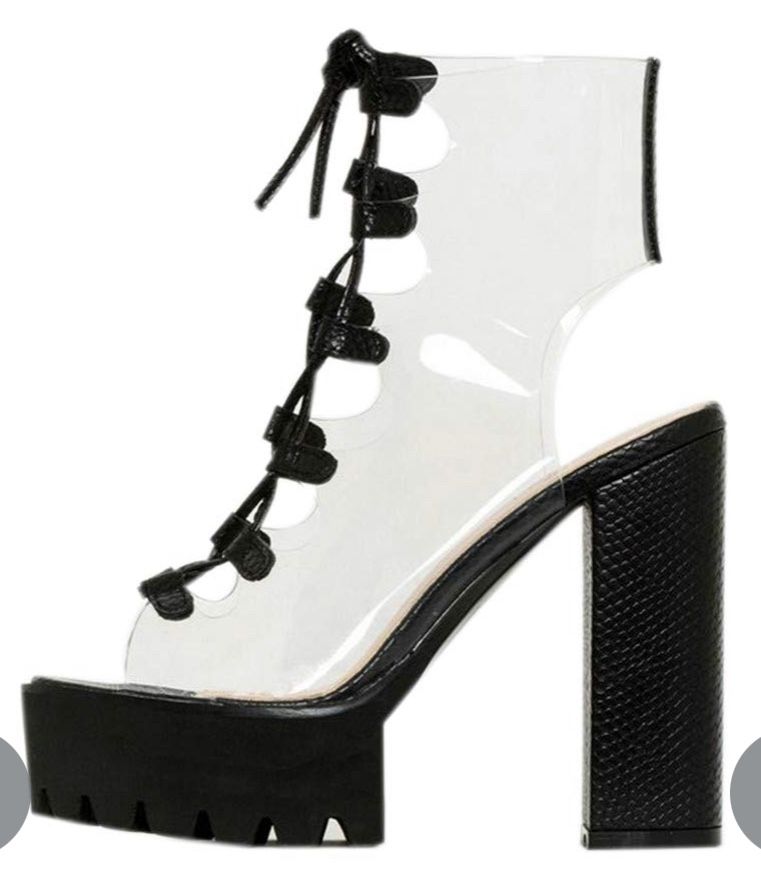 IDAWIVI Women's Platform High Heels Strap Peep Toes Dress Clear Shoes White Green Black Wedding Banquet Beautiful Sandals Summer(Black-41) Size 9.5