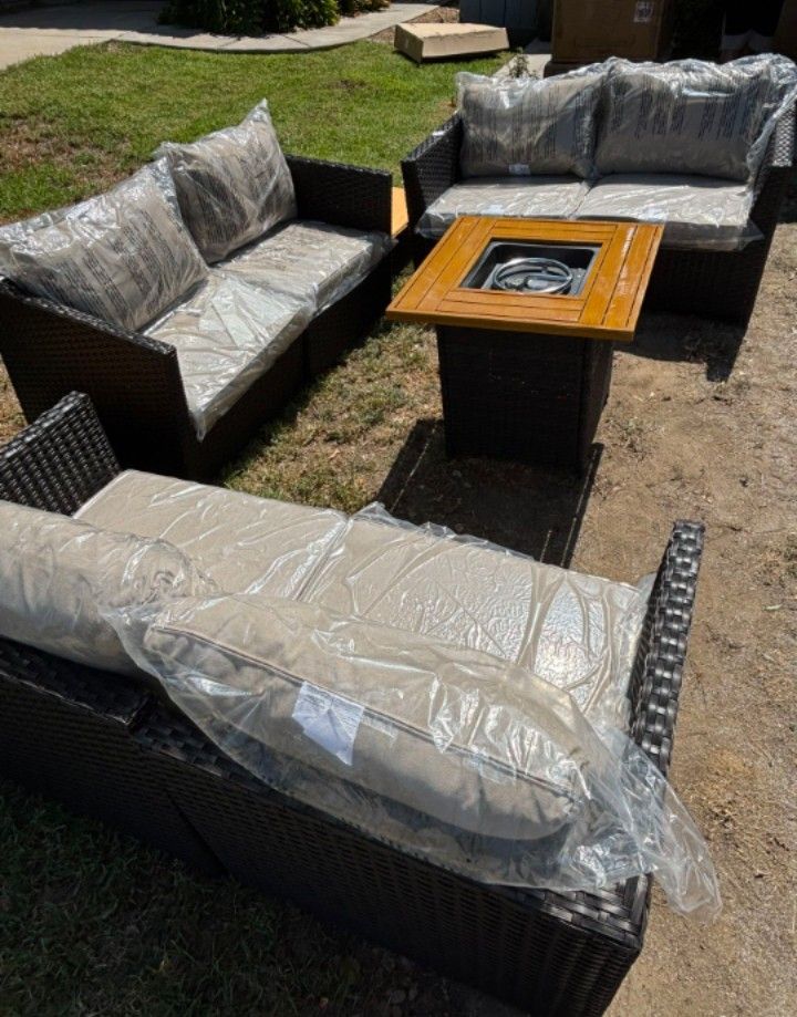 Top Quality Patio Furniture Set With Propane Fire Pit Deep Seating Outdoor Patio Furniture High Quality 🆕🛺🚎🆕