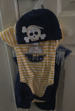 Newborn pirate ship onesie w/ hat and pants