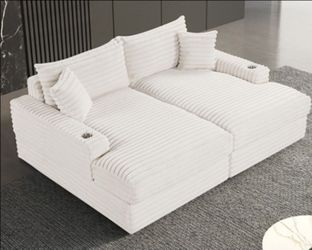 Brand New White Super Plush Sofa Chaise Lounge