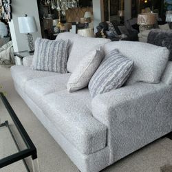 Ultra Plush Soft Fabric Light Grey Sofa New