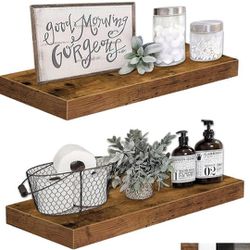  (4) 24 inches Long Floating Shelf for Wall 24 x 9 inch Set of 4, Rustic Brown