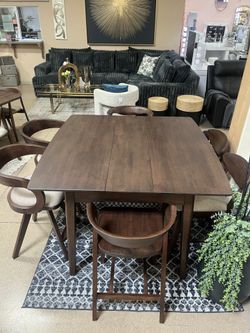 7-Piece Counter Height Set in Rich Walnut – Choose from 3 Stylish Stool Designs!
