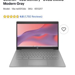 HP 14” Chromebook Laptop 64 GB