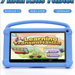 Android Tablets for Kids 4GB RAM 32GB ROM Toddler Tablet WIFI Bluetooth Safety Eye IPS Screen Parental Control, Dual Camera Shockproof Case