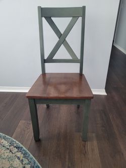 Farmhouse Wood Dining Chair Green and Brown - 4 chairs