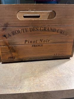 Vintage 1982 Set of 2 Heavy Wooden Empty Wine Crates from France “Pinot Notr” for Storage Decor