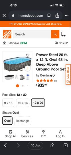 Power Steel 22 ft. x 12 ft. Oval 48 in. Deep Above Ground Pool Set