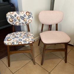 Levity Mid-century Modern Dining Chairs (Walnut) with 2 sets of machine washable upholstery fabric