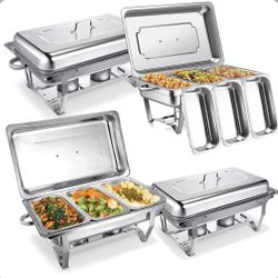 4 Pack 3 Tray Chafing Dish Buffet Stainless Steel 10 Quart