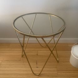 Gold Leaf Glass Top Coffee Side Table