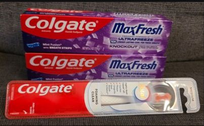 (2) Colgate Maxfresh Toothpaste & Toothbrush, Medium