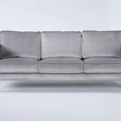 91” Gray Plush Sofa