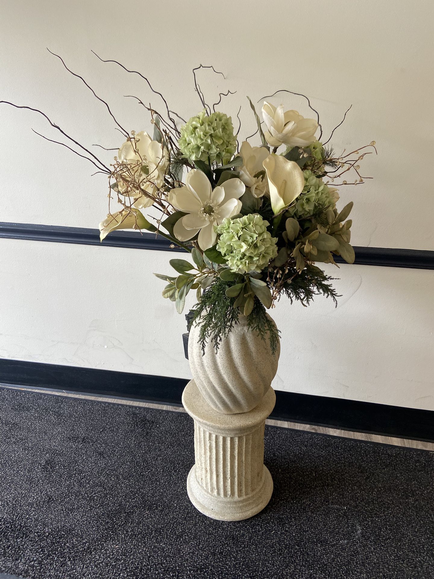 Chic Faux Flower Pedestal Display Timeless Decor