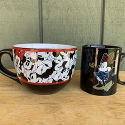 Disney Minnie Mouse Allover Large 24oz Soup Mug Cup Black/ Red W Black Minnie Mouse Coffee Mug