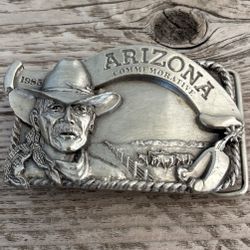Vintage 1984 Arizona Belt Buckle Western Wear Cowboy Desert Men’s 