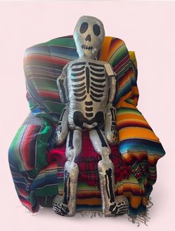 Isaac Mizrahi Halloween 5ft tall Large Silver Sequin Black Skeleton