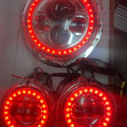 Black Housing Headlight And Passing lights For Motorcycle 
