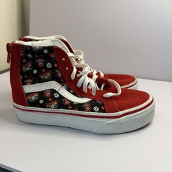 Girls Vans Hi Top Flower Pattern Size 12.5