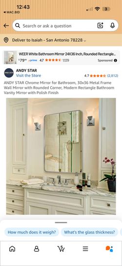 Modern Chrome Bathroom Mirror 36” x 30” (Brand New)