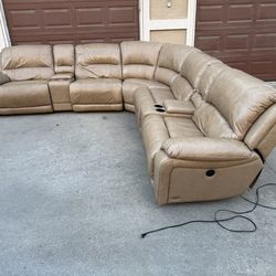 Quad Recliner Leather Sectional Couch