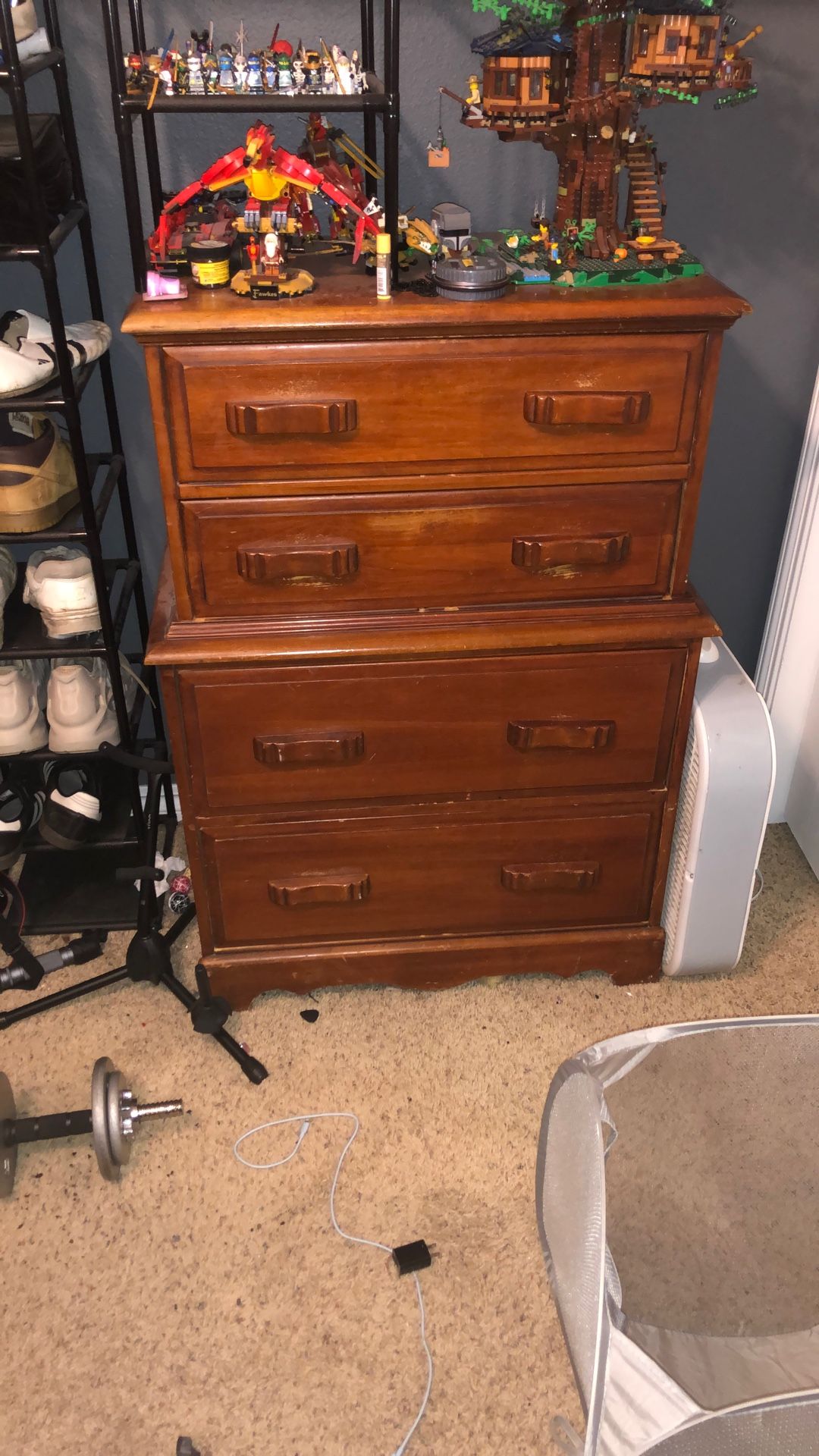 Antique Cherry Wood 4-Drawer Dresser