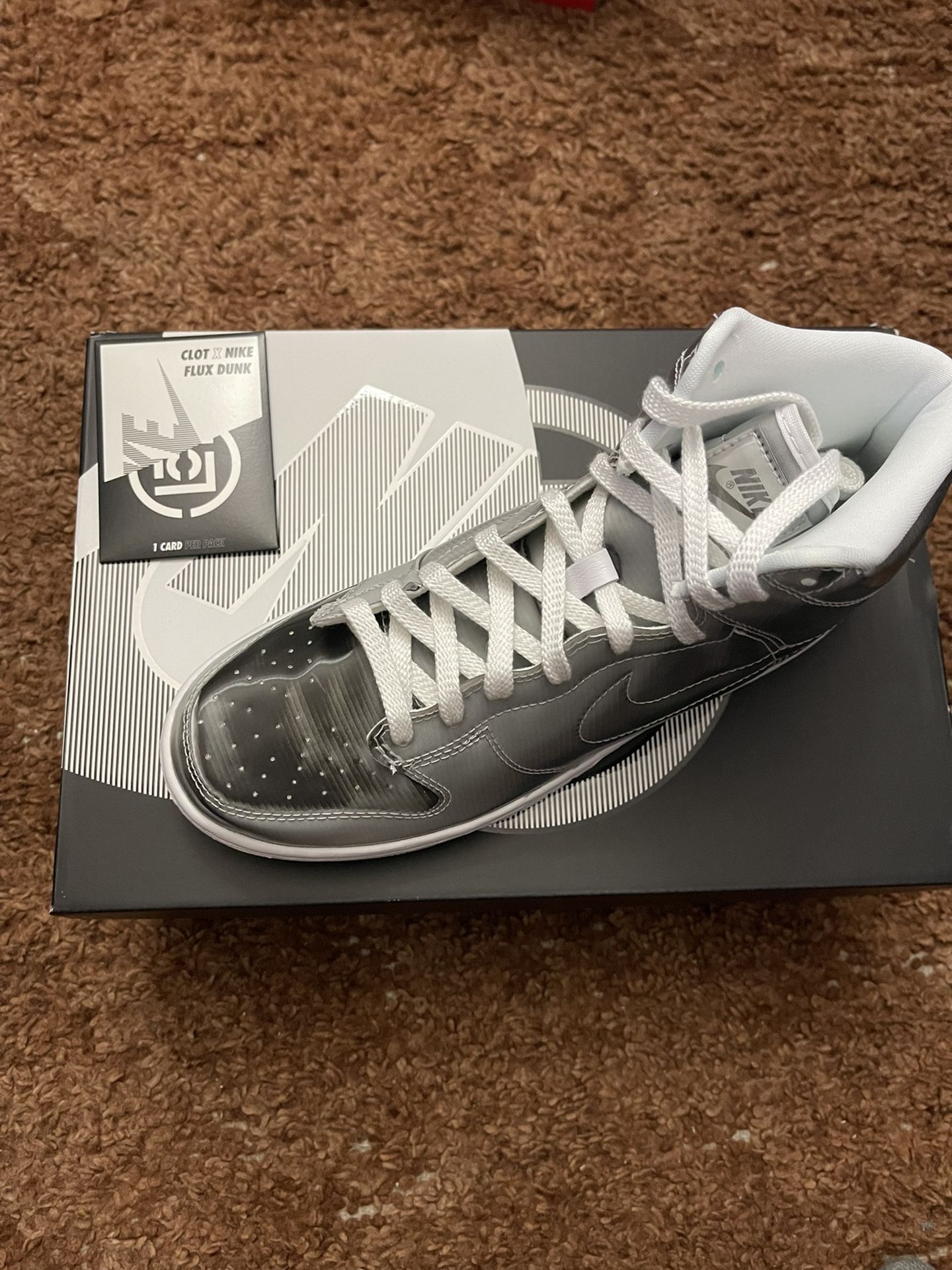 Brand New Nike Dunk High Clot Flux Size 8 Silver DS Low